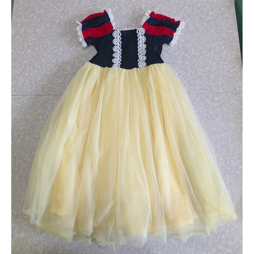 Trish Scully Girls 4T Snow White Princess Dress Blue Velvet Yellow Tulle Lace